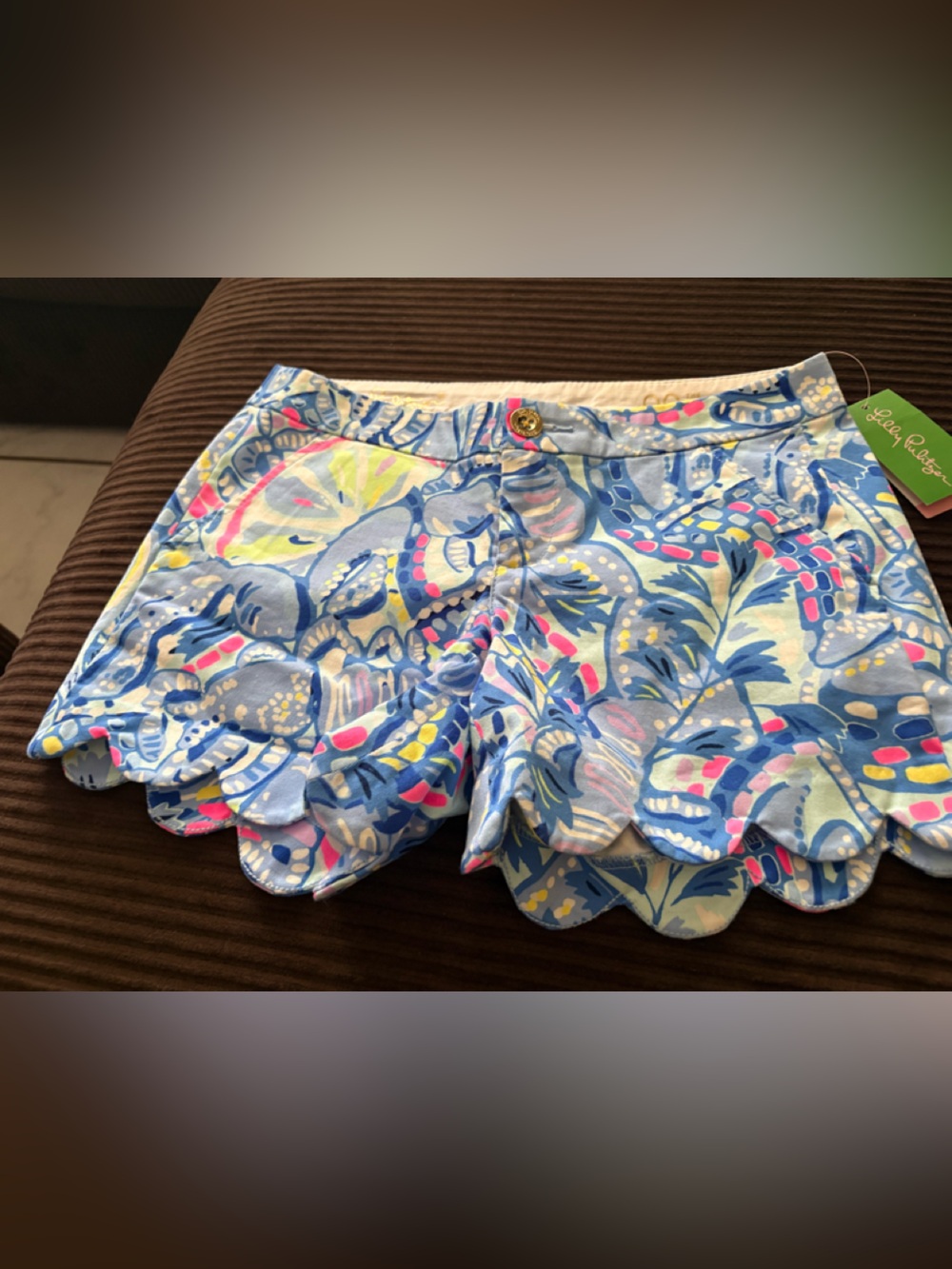 Lilly Pulitzer Buttercup Stretch Scallop Hem Shorts Nwt Size 00